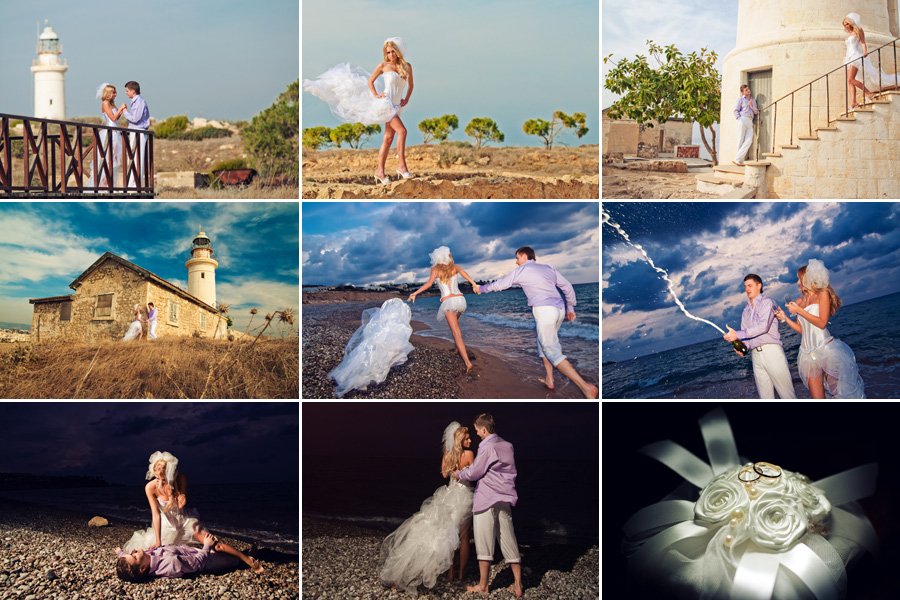 Коллаж свадебных фотографий на Кипре