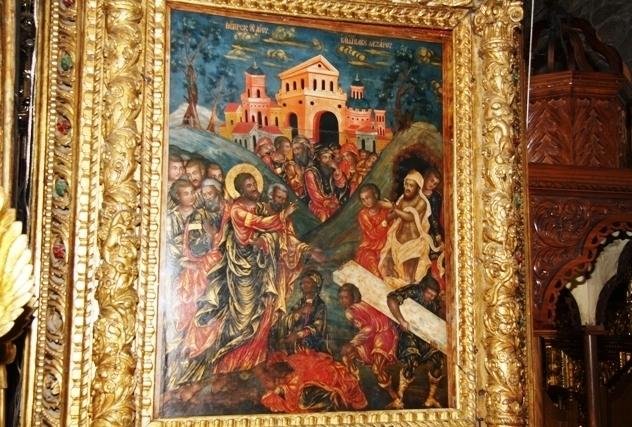 Храмовая икона Воскрешение св.Лазаря в храме в его честь. Ларнака, Кипр.