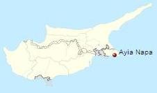 Агиа Напа на карте Кипра
