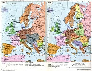 Карта Европы 1914 и 1923 годов