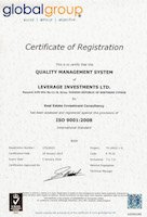 Международный сертификат качества ISO 9001:2008 компании Leverage Investments ltd