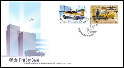 Марка Кипра: Европа 2013 - Почтовые транспортные средства (1 из 2) 0.34 евро, марка с погашением (штемпелем) в день выпуска